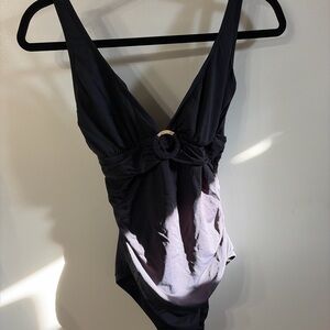 Michael Kors Black One-Piece Swimsuit with Ring Detail